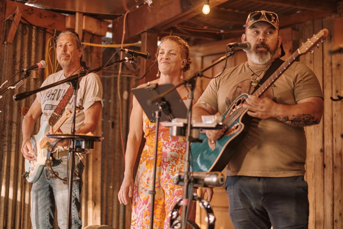 Vic Rebecca and Stoney on stage
